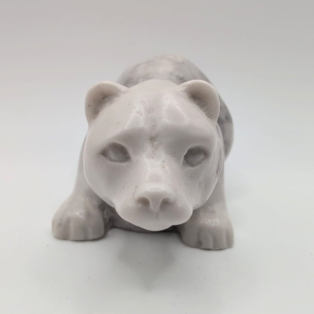 Vintage Pearlite Marblecraft Handcrafted Polar Bear Figurine White/Grey Canadian
